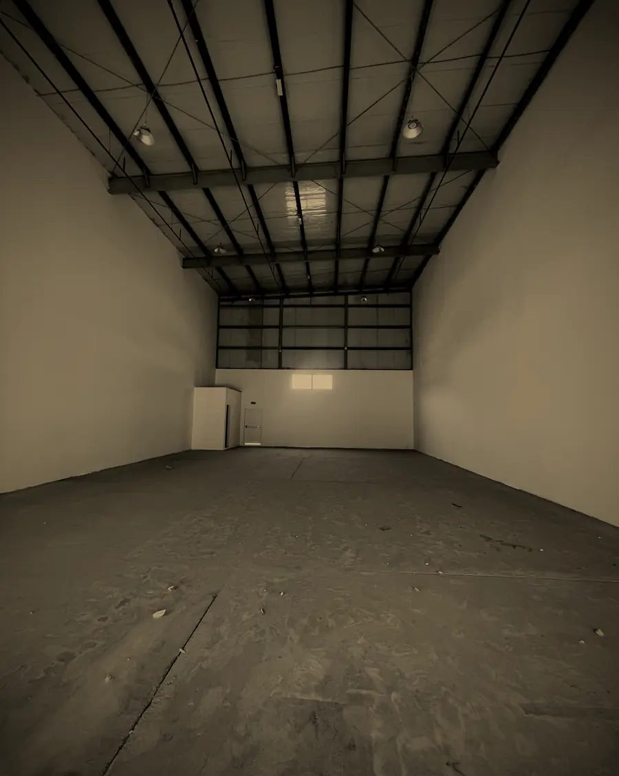 Inside a plain warehouse unit in Al Quoz Industrial 1, Dubai